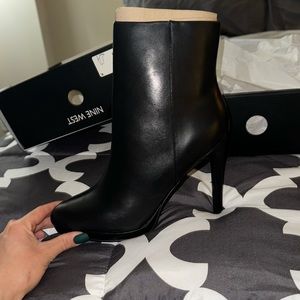 Nine West, black heeled boots, never worn, size 8.5